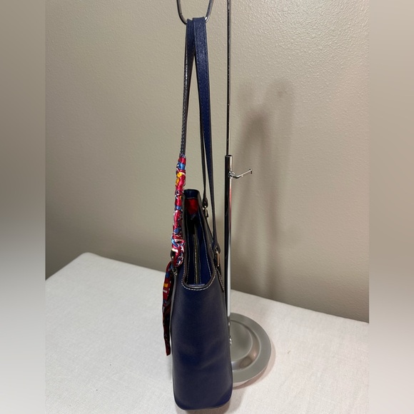 Dooney & Bourke Navy Tote with Vibrant Scarf - Picture 3 of 11